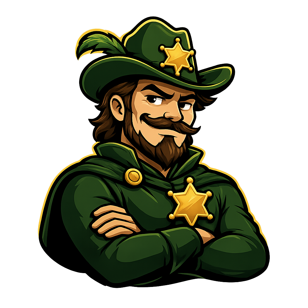 The Sheriff of Nottingham with crossed arms